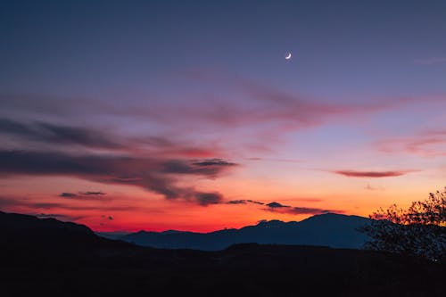 Free stock photo of clouds sky, moon, orange