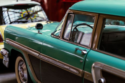 Close-up of a Classic Car at a Car Show 