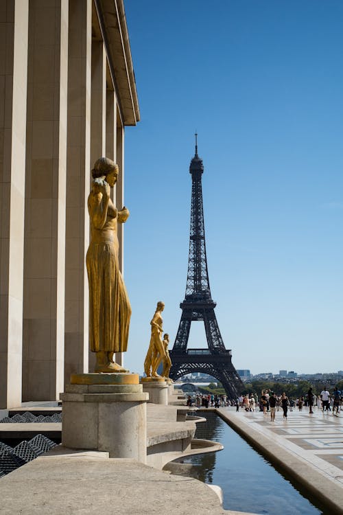 The Eiffel Tower seen from Trocadero, Paris, France 