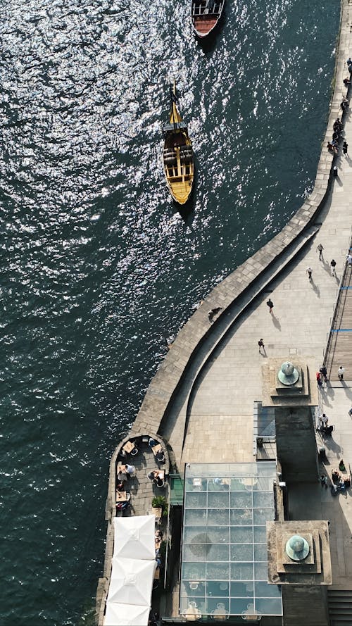 Gratis lagerfoto af både, droneoptagelse, folk