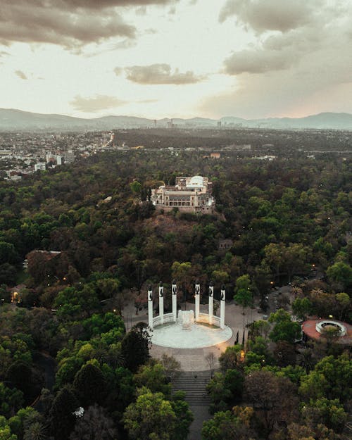 Immagine gratuita di alberi, fontana, fotografia aerea