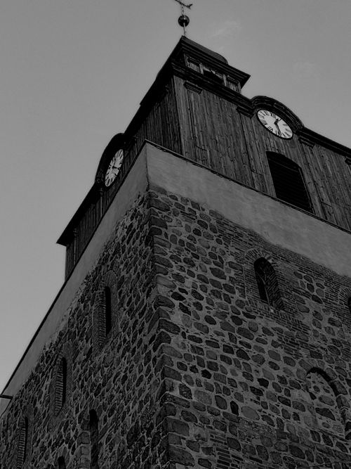 Free stock photo of analog watch, black and white, church Stock Photo