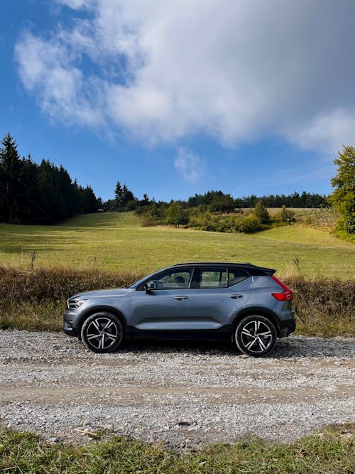 Silver Volvo XC40 on Dirt Road