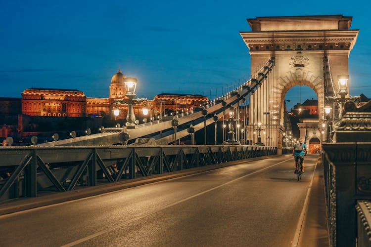 Szechenyi Chain Bridge In Evening