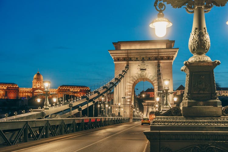 Szechenyi Chain Bridge In Evening