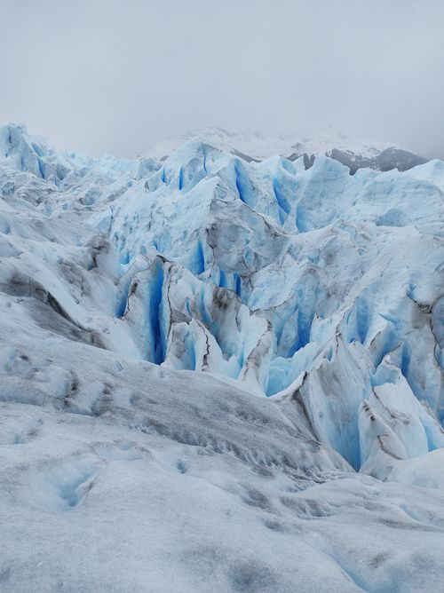 Free View of the stunning ice formations at Perito Moreno Glacier in El Calafate, Argentina. Stock Photo