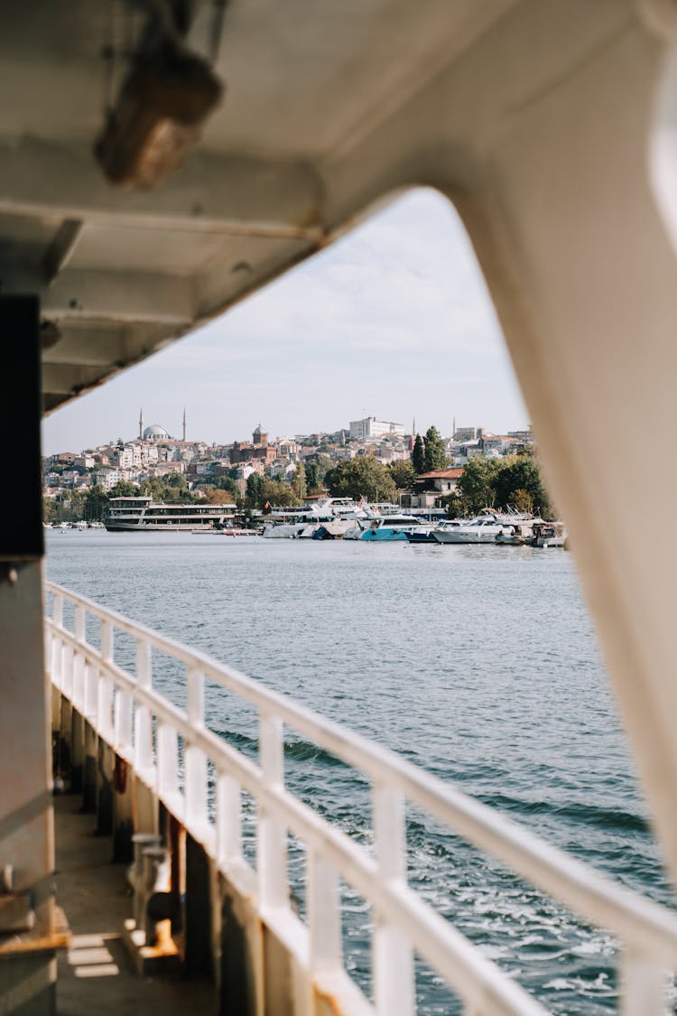 Istanbul Cityscape Seen From A Ferry Ship Deck