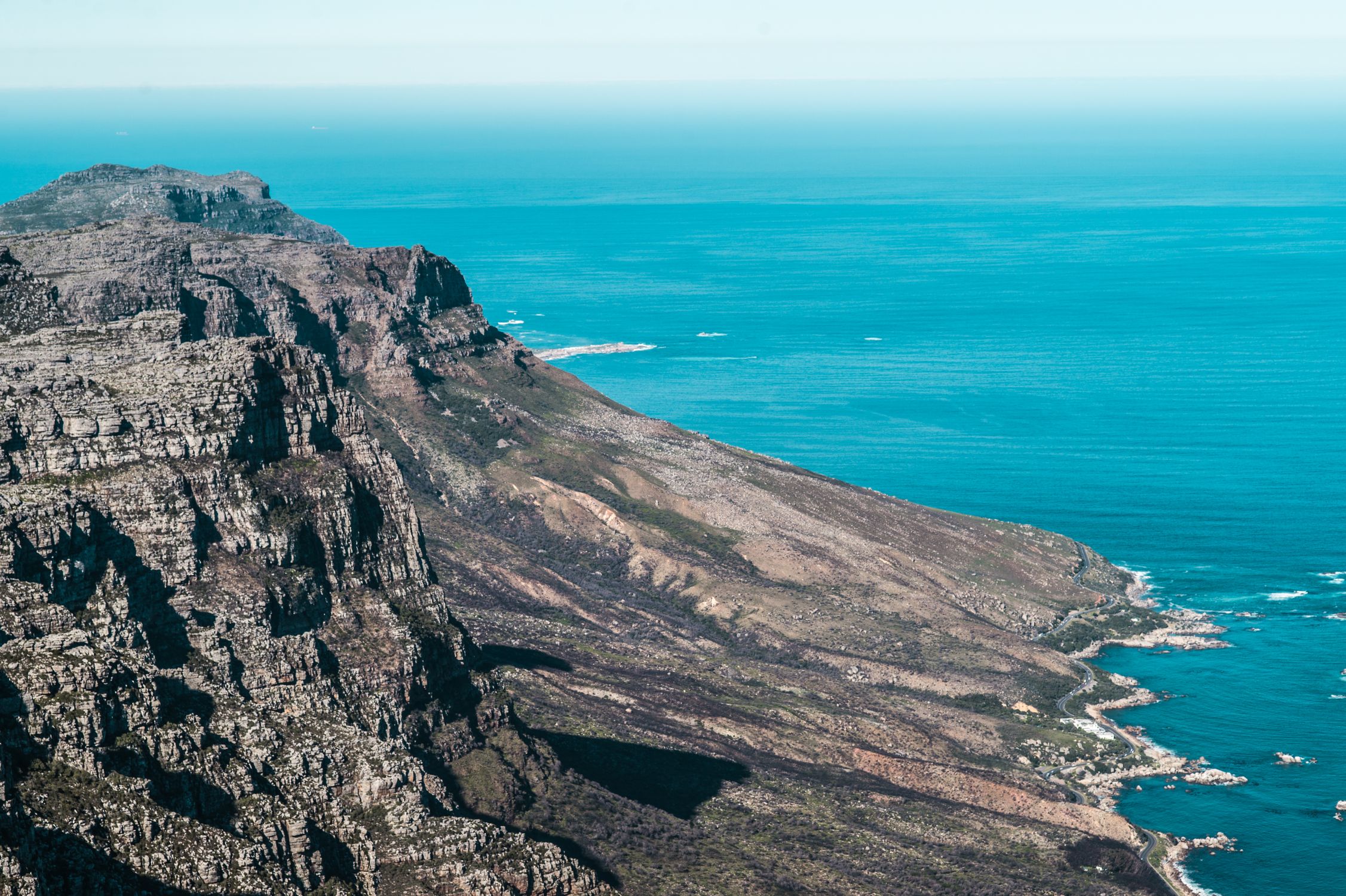 Aerial Panorama Of Cliffs At A Table Mountain National Park South aerial-panorama-of-cliffs-at-a-table-mountain-national-park-south