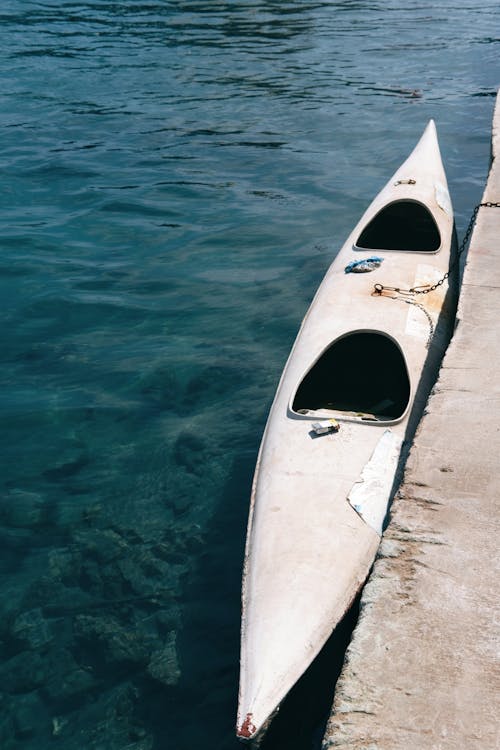 Moored Canoe on Water
