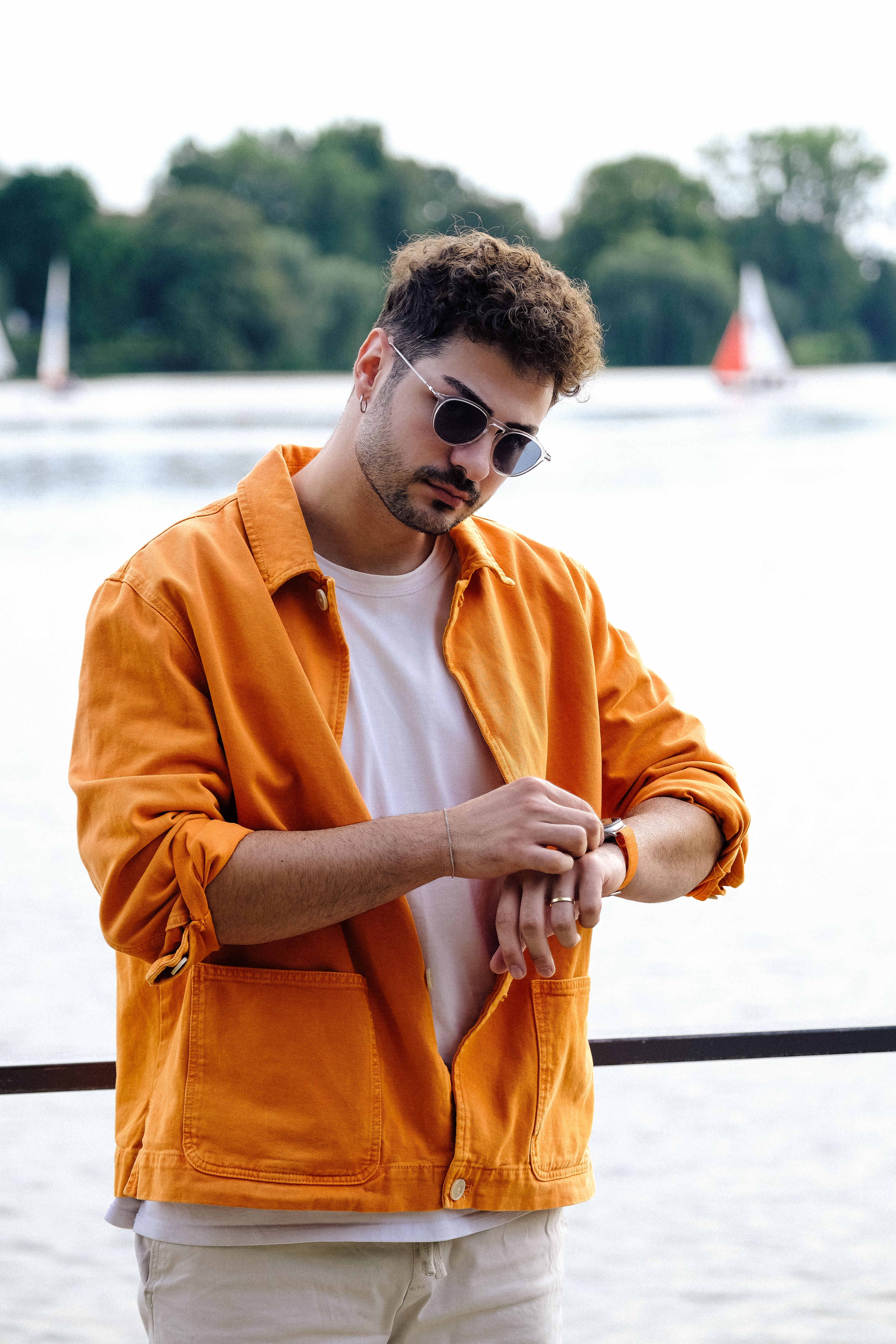 Man in Sunglasses and Orange Shirt · Free Stock Photo