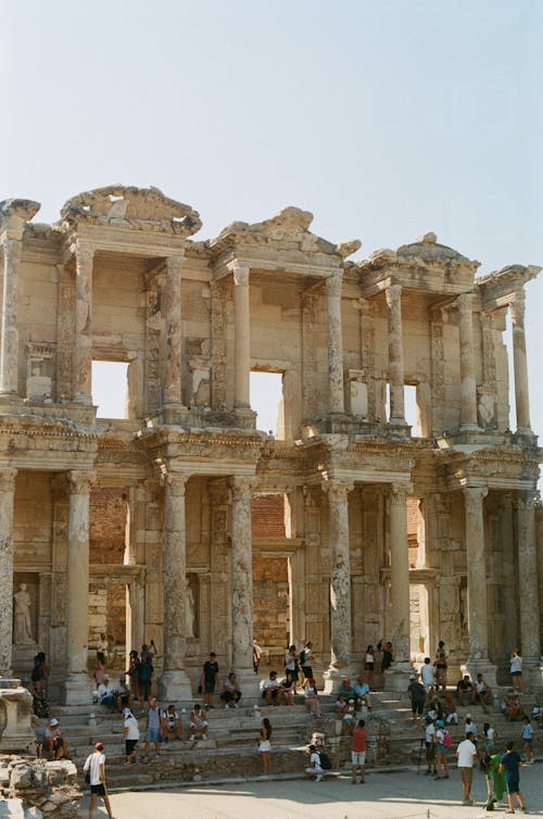 Kostnadsfri bild av antika rom, biblioteket av celsus, byggnad