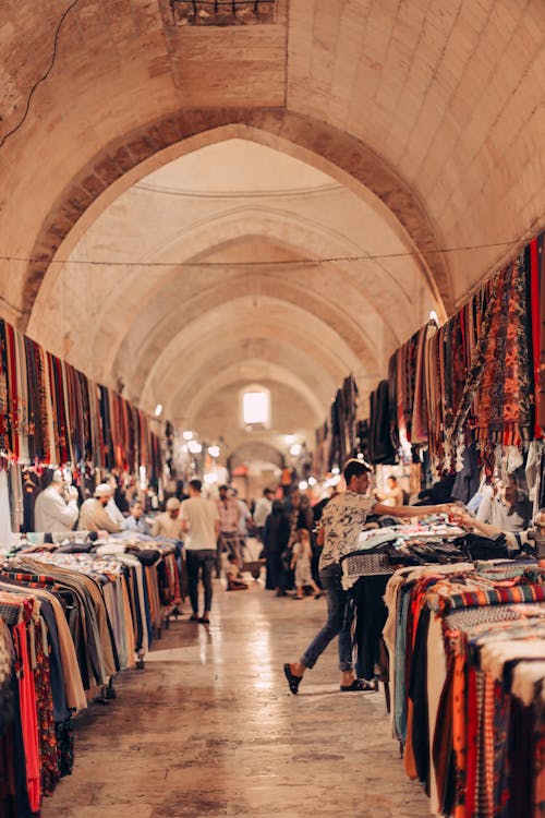 People at a Traditional Rug Market in Şanlıurfa, Turkey