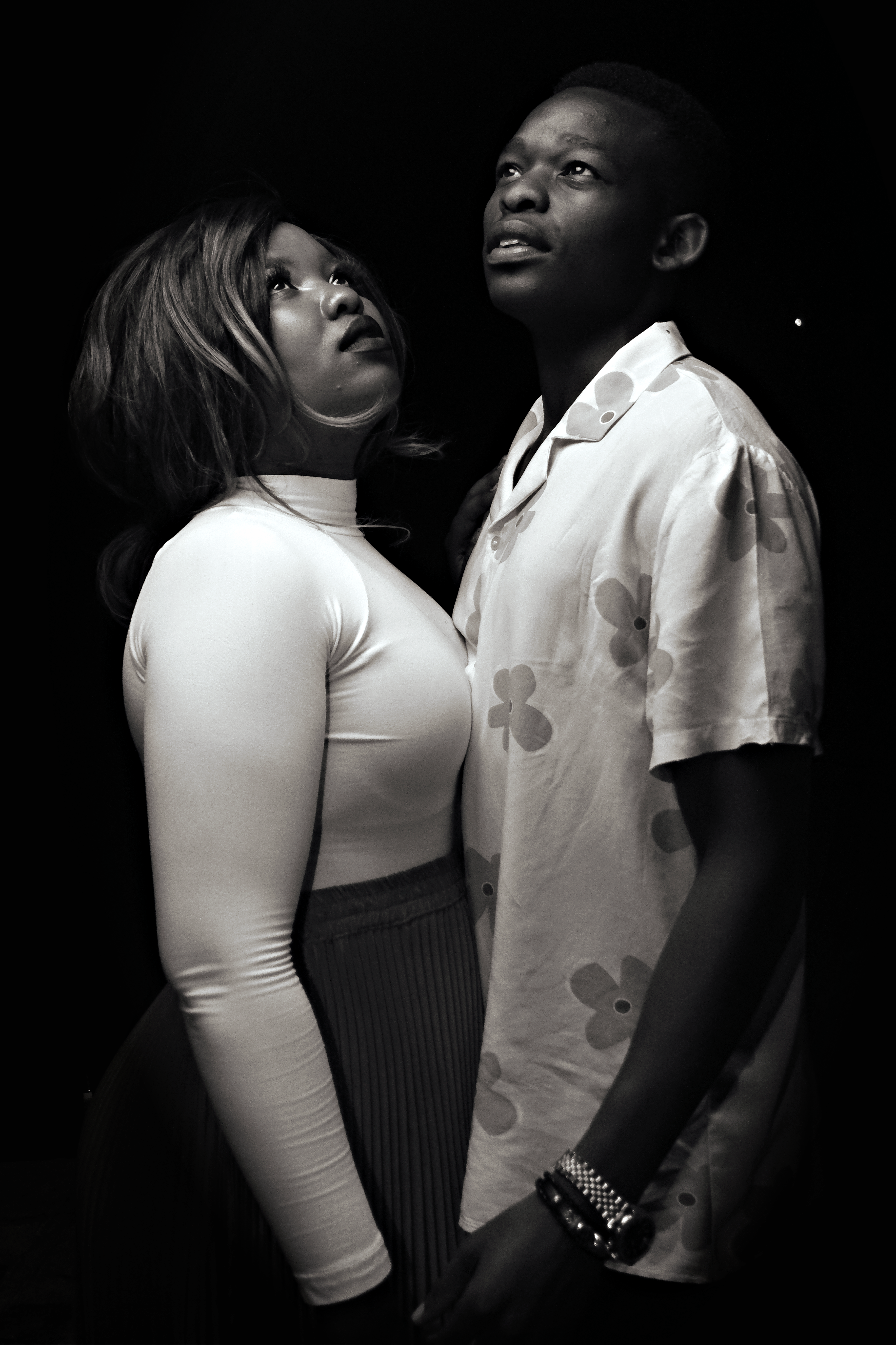 Black and White Studio Shot of a Young Man and Woman · Free Stock Photo