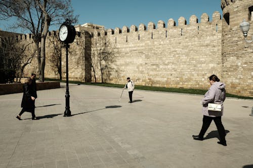 People Walking on Square in Baku 