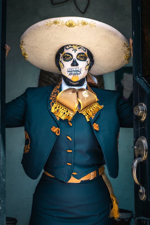 Woman Wearing a Costume and Makeup for the Day of the Dead Celebrations in Mexico