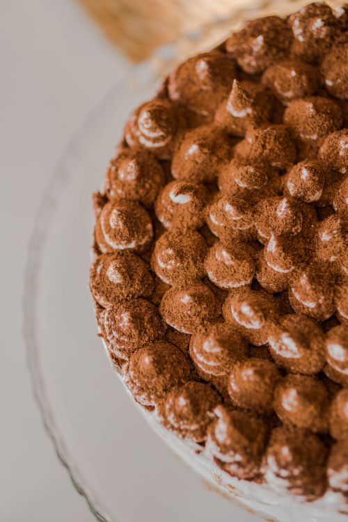 Free Delicious chocolate cake with cocoa dusting, perfect for dessert lovers. Stock Photo