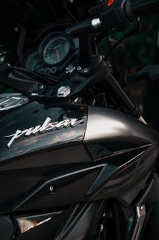 Detailed view of a black Pulsar motorbike captured outdoors in Istanbul, Türkiye.
