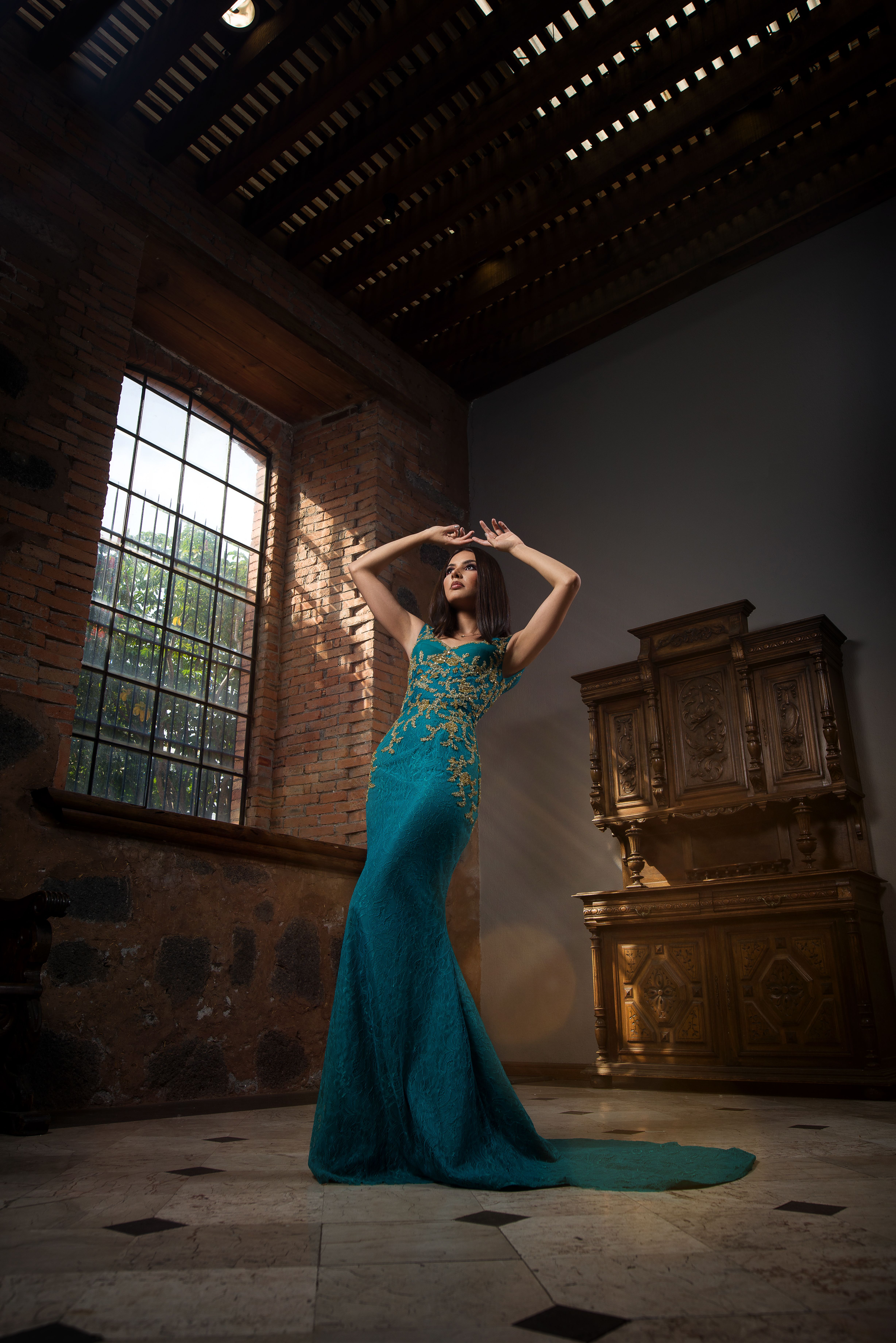 Woman Posing in a Blue Dress · Free Stock Photo