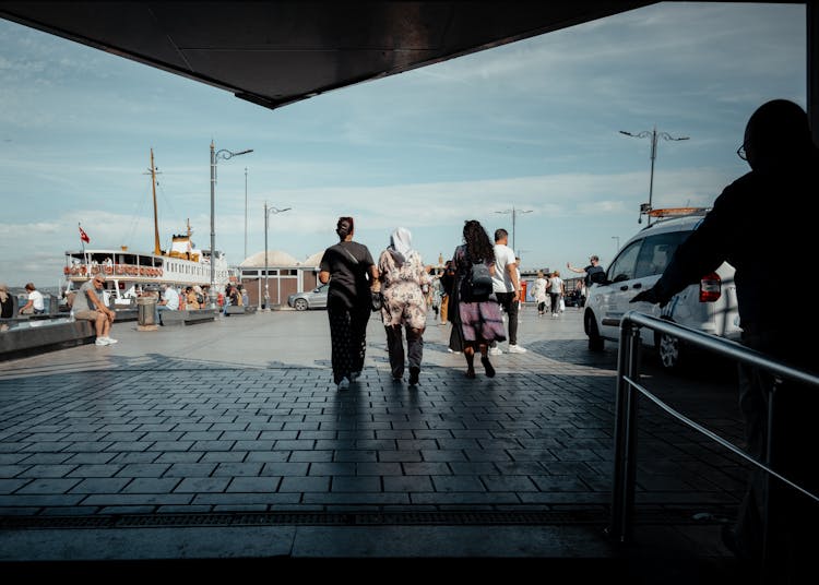 People Walking On Sea Shore In Istanbul