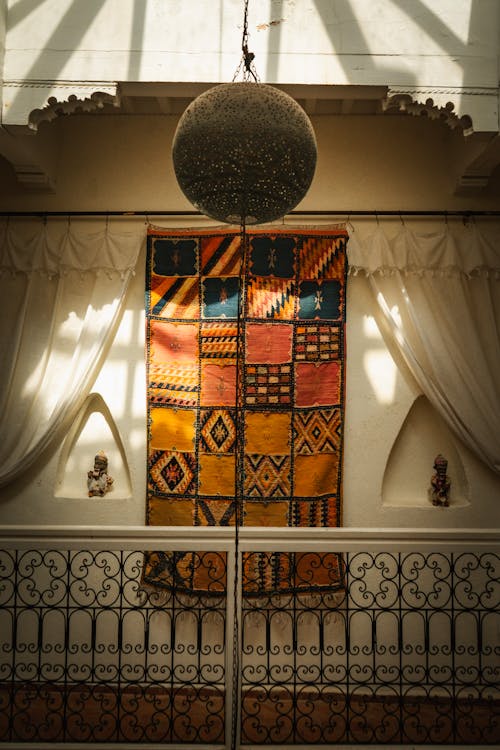 Ornate Rug Hanging on Wall