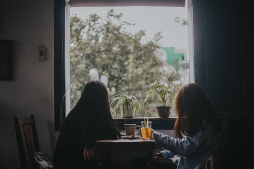 Two Women Sitting at Table Near Window