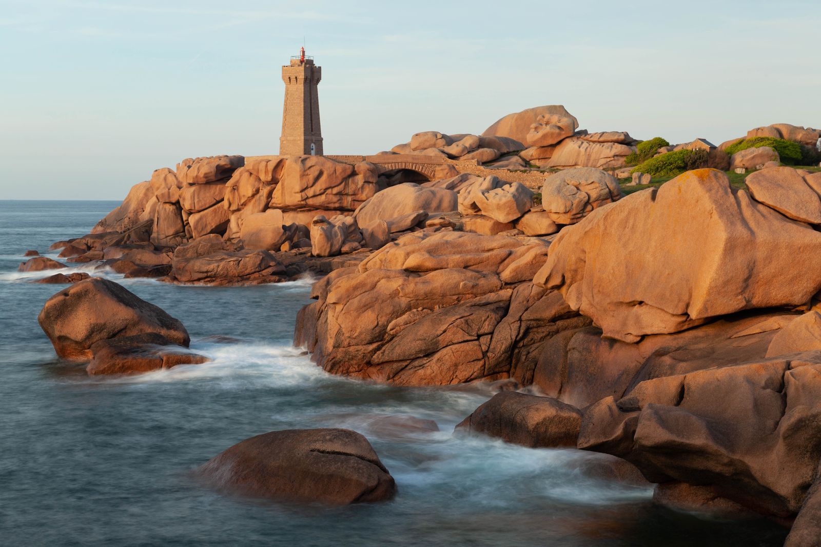 The Mean Ruz lighthouse on the pink granite coast at Ploumanac'h