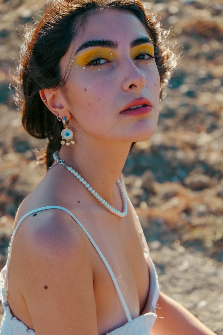 Beautiful Brunette Woman With Necklace