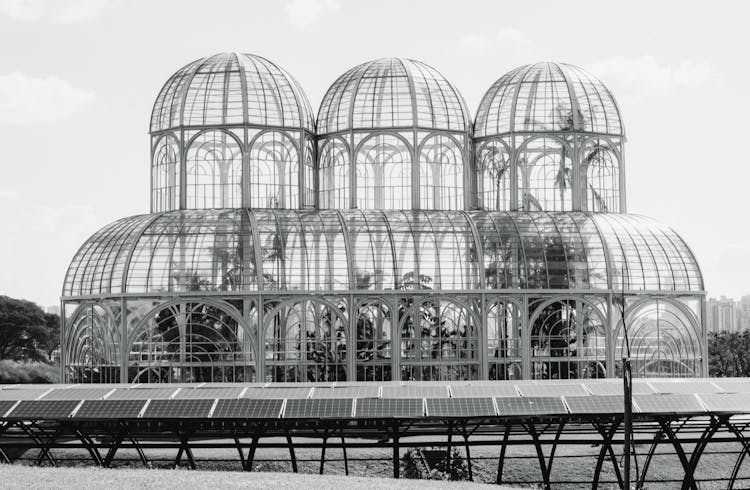 Solar Panels And Greenhouse In Botanical Garden Of Curitiba