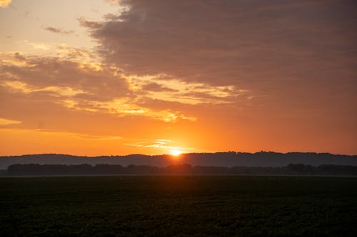 平原, 日落, 田 的 免费素材图片
