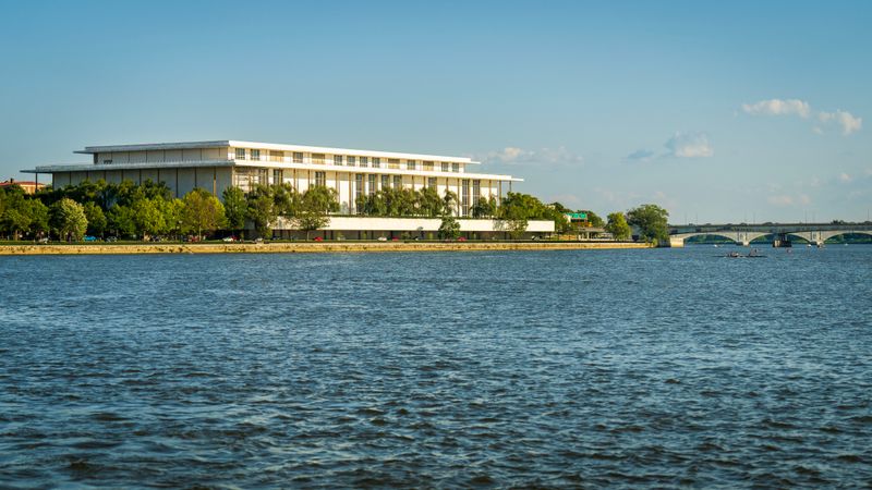 Scenic view of Kennedy Center along the Potomac River in Washington DC.