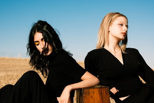 Beautiful Models in Black Blouses