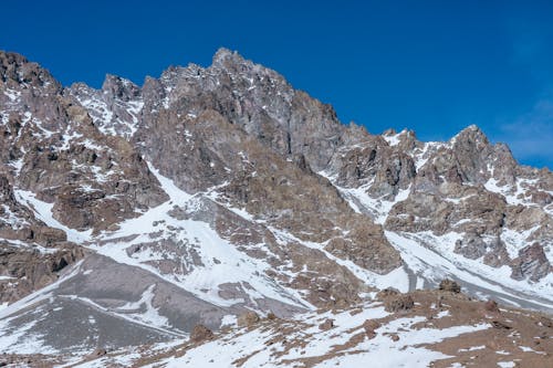 Steep Craggy Mountains in Snow