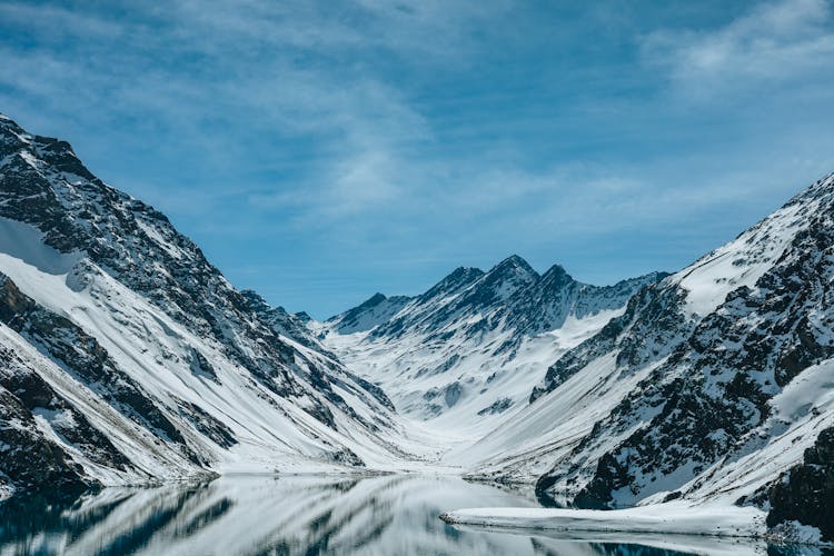 Stream In A Mountain Valley In Winter