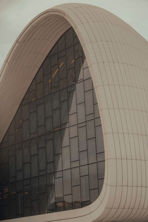 Free Close-up of the Heydar Aliyev Center's modern architecture in Baku, showcasing its unique design. Stock Photo