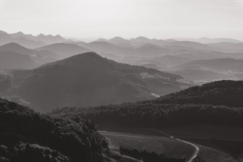 Hills Landscape in Black and White