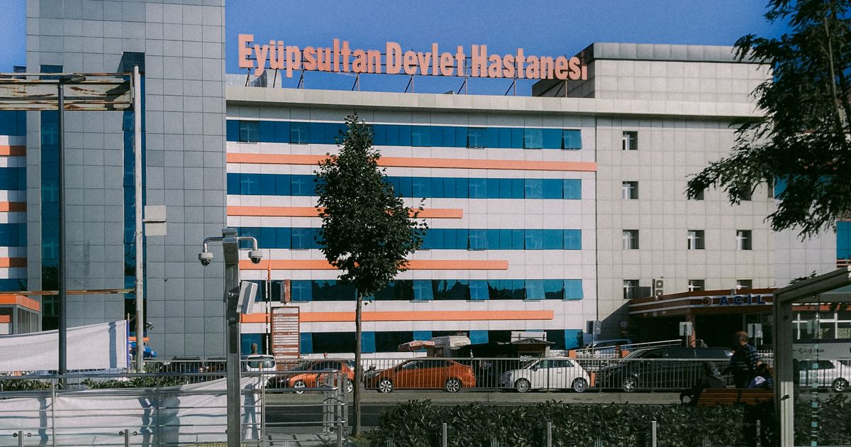 Historic hospital building exterior in Istanbul, Turkey