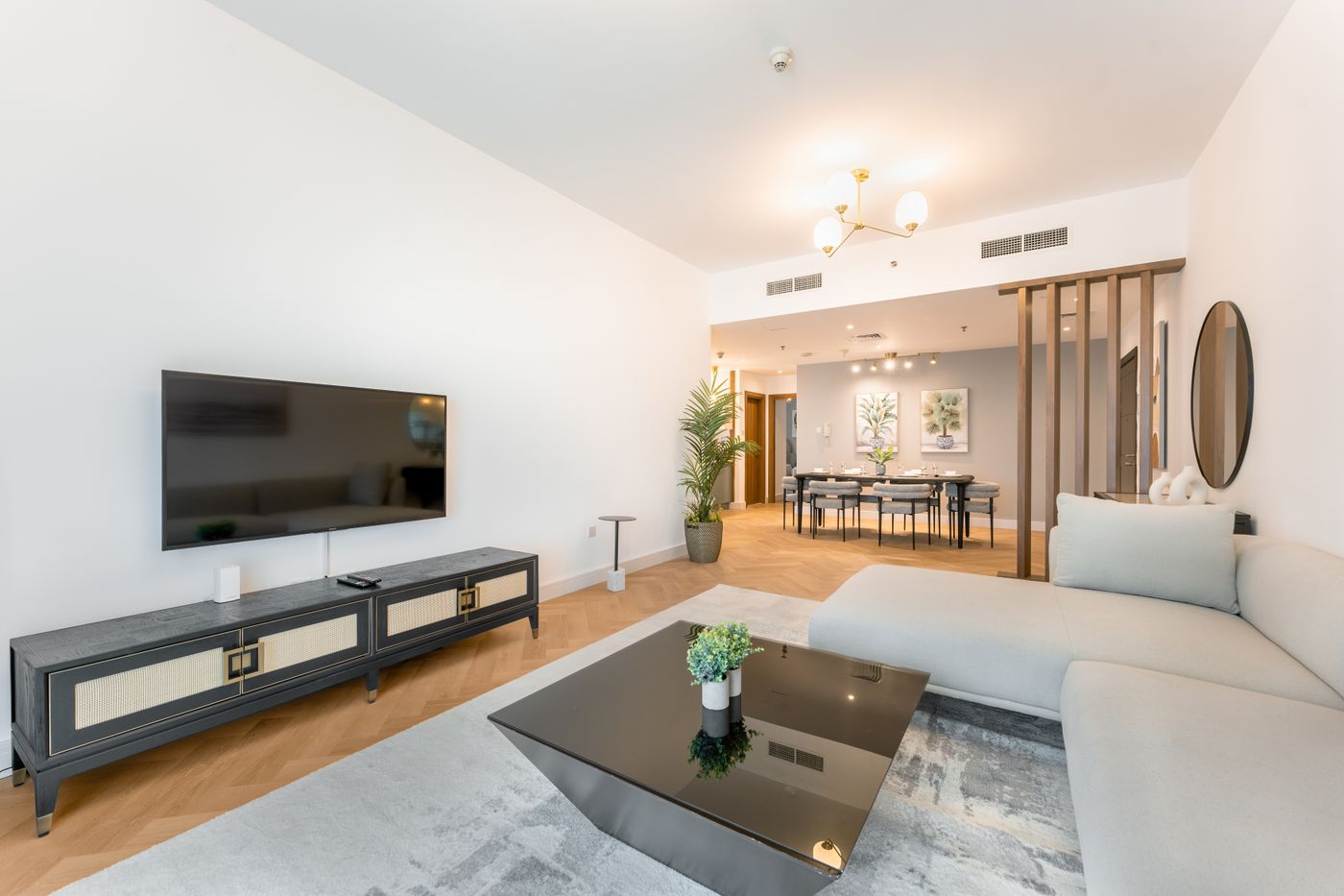 Full wall TV cabinet for modern living room