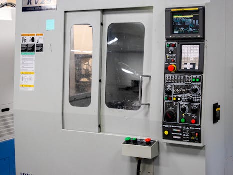 A modern CNC machine control panel used for precise industrial processes indoors.