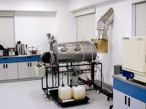 State-of-the-art laboratory machinery and equipment in an industrial research environment.