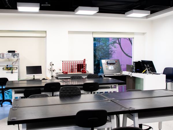 Laboratory with desks and chairs