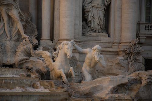 Close-up of the Trevi Fountain Sculptures