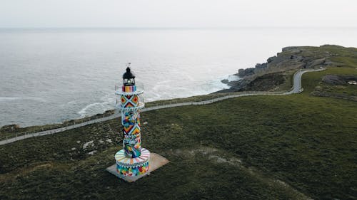deniz feneri, drone çekimi, görülecek yer içeren Ücretsiz stok fotoğraf