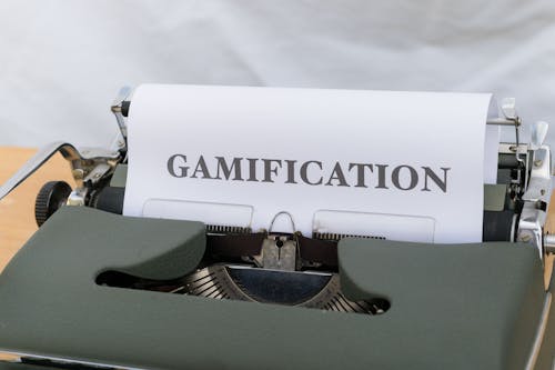 A typewriter with the word gamification on it