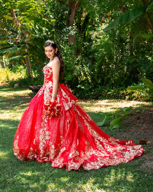 Free Woman in Red Dress Stock Photo