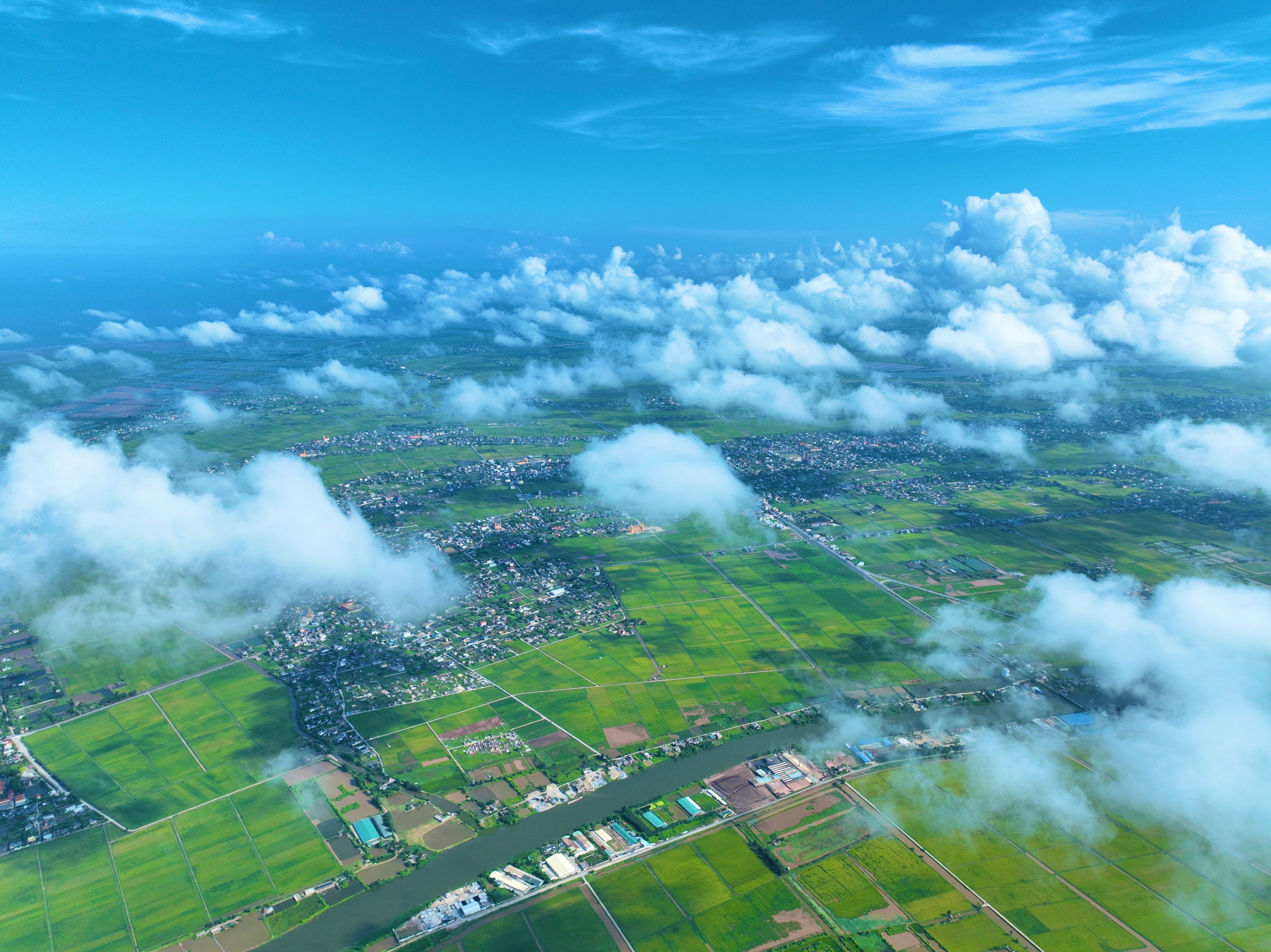 Fields and Town on Plains · Free Stock Photo