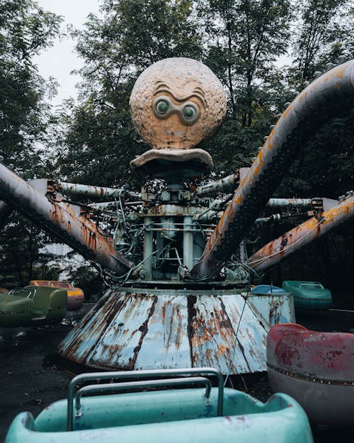 Rusty Abandoned Amusement Park Ride, Yungma Land, Seoul, South Korea