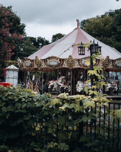 Carousel in Abandoned Theme Park Yungma Land, Seoul, South Korea