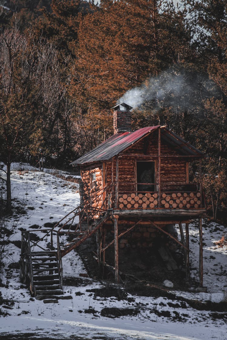 Log Cabin With Chimney