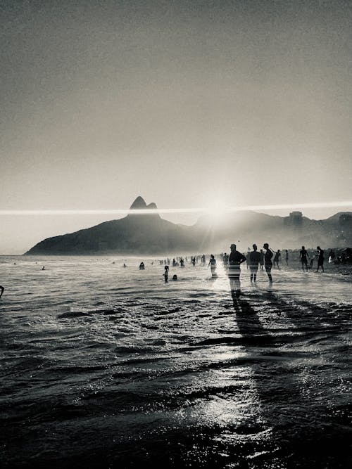 Foto stok gratis di pantai, hitam & putih, ipanema