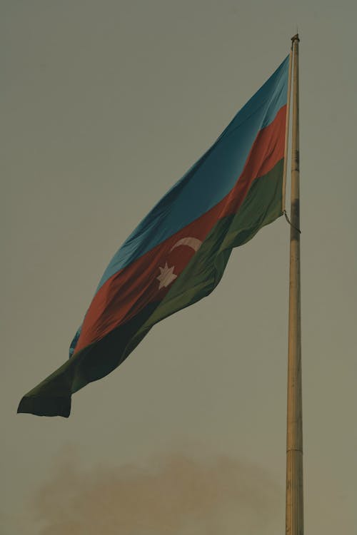 azerbaycanlı, bayrak, bayrak direği içeren Ücretsiz stok fotoğraf